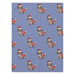 We wish you a merry christmas with cute dog santa  tablecloth