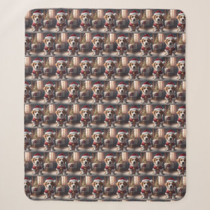 We wish you a merry christmas with santa cute dog sherpa blanket