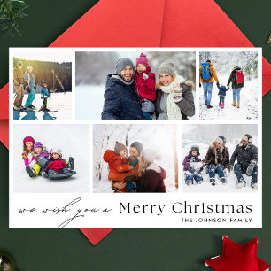 we wish you MERRY CHRISTMAS   6 Photo Collage Holiday Card