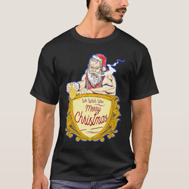 We Wish you Merry Christmas costumes Santa Claus T-Shirt (Front)