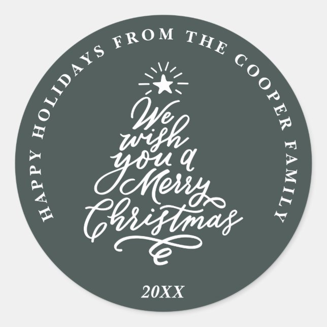 We Wish You Merry Christmas Holiday Classic Round Sticker (Front)