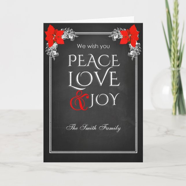 We wish you peace love & joy holiday card (Front)