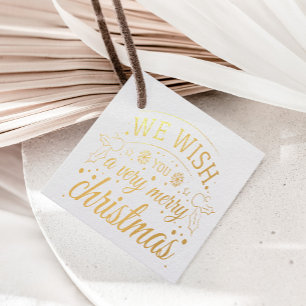 We Wish You Very Merry Christmas Script Gold Favour Tags