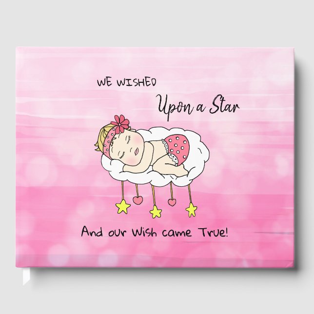 We Wished Upon a Star Girl's Baby Shower Guest Book (Front)