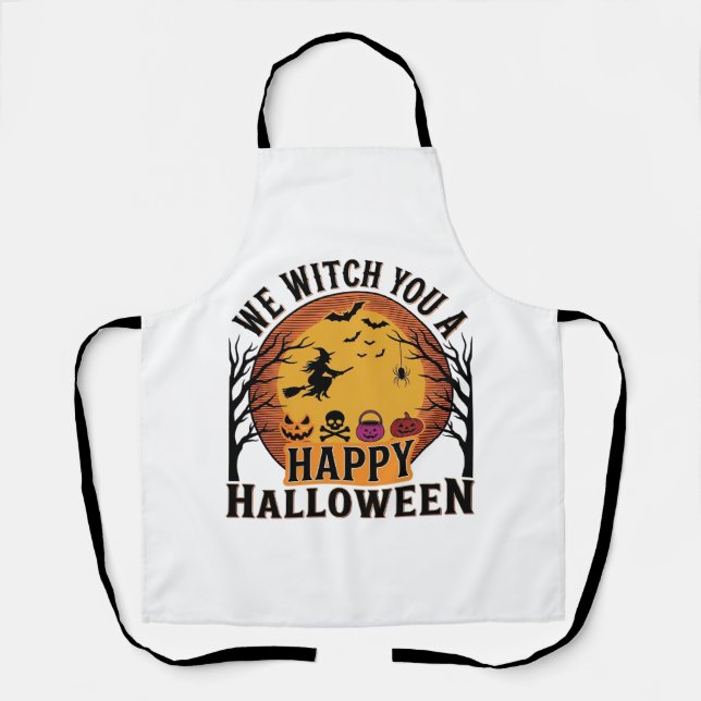 We Witch You a Happy Halloween Vintage Apron (Front)