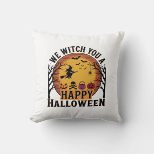 We Witch You a Happy Halloween Vintage Cushion