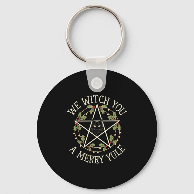 We Witch You A Merry Yule Winter Solstice Christma Key Ring (Front)