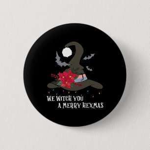 We Witch You Merry Hexmas Witchy Christmas Wiccan  6 Cm Round Badge