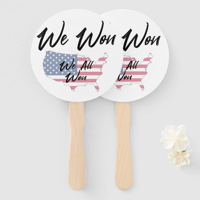 We Won Hand Fan (Front and Back)