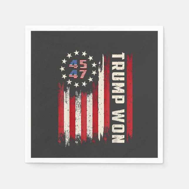 We Won TRUMP INAUGURATION American Flag  Napkin (Front)