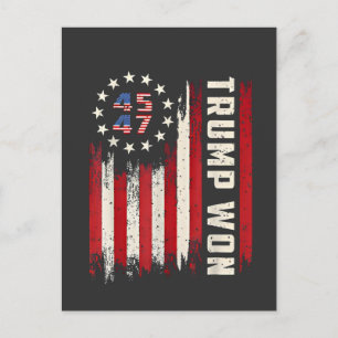 We Won TRUMP INAUGURATION American Flag Postcard