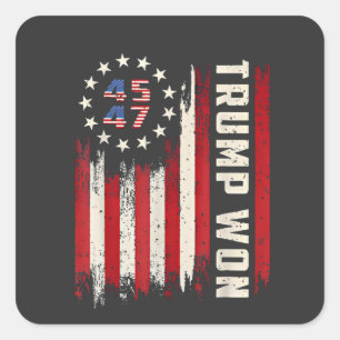 We Won TRUMP INAUGURATION American Flag Square Sticker