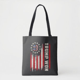 We Won TRUMP INAUGURATION American Flag Tote Bag