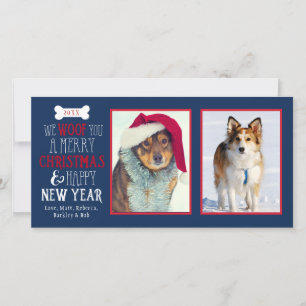 We Woof You A Merry Christmas Dog Pet Photocard Holiday Card