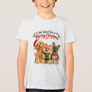 We Woof You a Merry Christmas Dog Puppy T-Shirt Tri-Blend Shirt