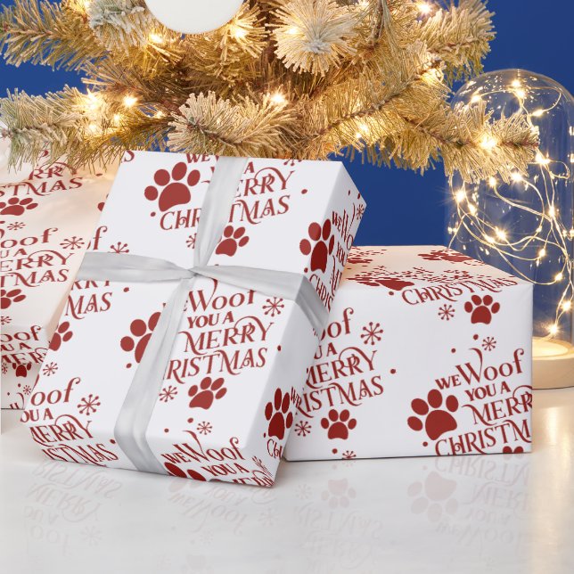 We Woof You a Merry Christmas Dog Wrapping Paper (Holidays)