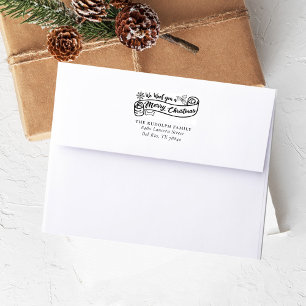 We Woof You A Merry Christmas Vintage Address Rubber Stamp