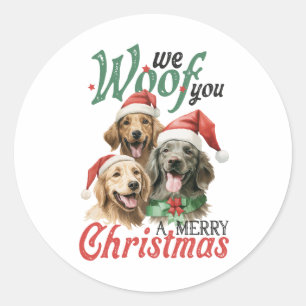 We Woof You A Merry Christmas Vintage Classic Round Sticker