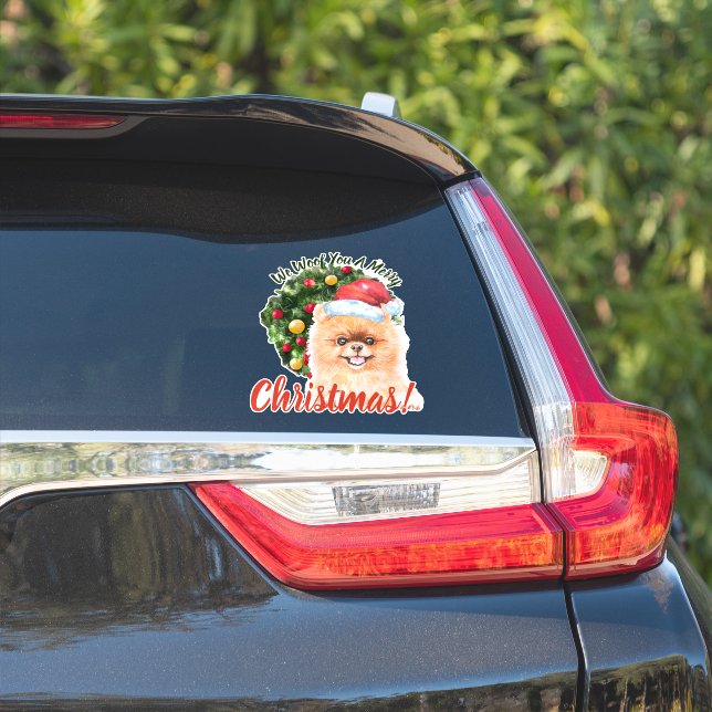 We Woof You Merry Christmas Pomeranian (Car Side)