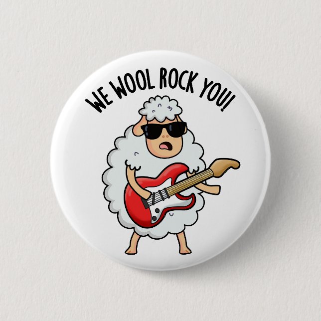 We Wool Rock You Funny Sheep Pun  6 Cm Round Badge (Front)