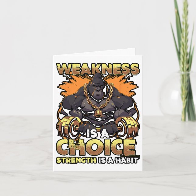 Weakness Is A Choice Fitness Gym Motivational Work Card (Front)