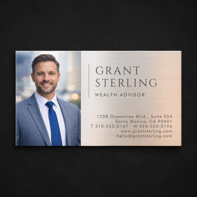 Wealth Advisor Photo Metallic Business Card (Creator Uploaded)