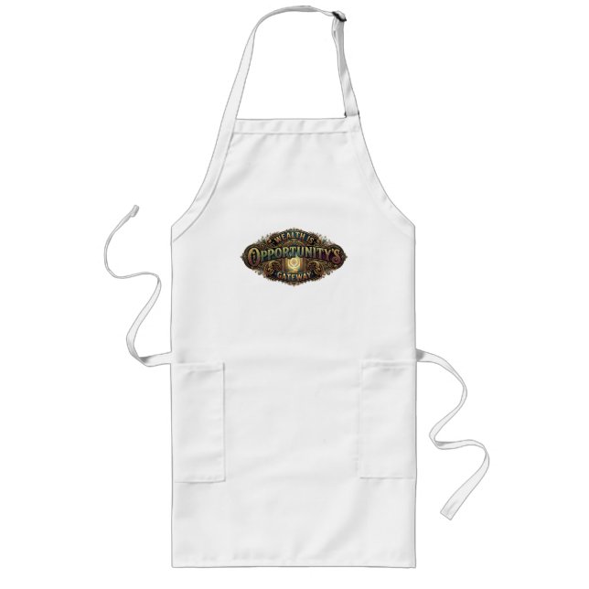 Wealth is Opportunity's Gateway ,T-t=shirt Long Apron (Front)