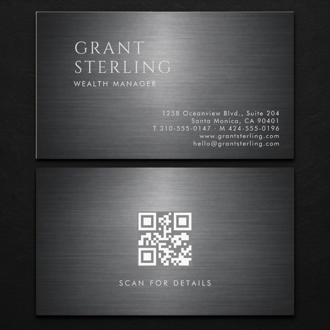 Wealth Manager Metallic QR Code Business Card (Creator Uploaded)