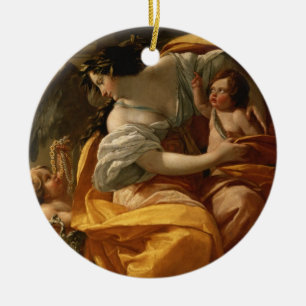 Wealth (oil on canvas) ceramic tree decoration