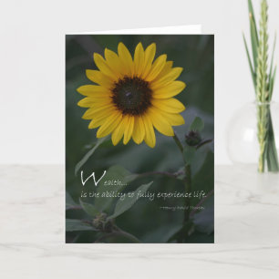 Wealth quote yellow sunflower card
