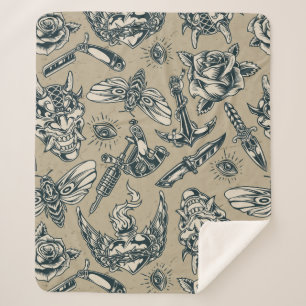 Weapons and roses sherpa blanket