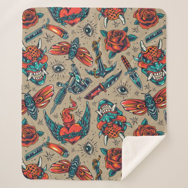 Weapons and roses sherpa blanket (Front)