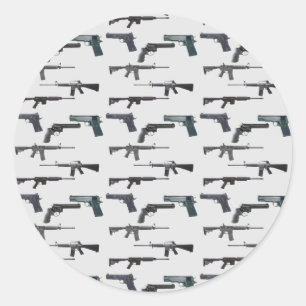 Weapons Collage Classic Round Sticker