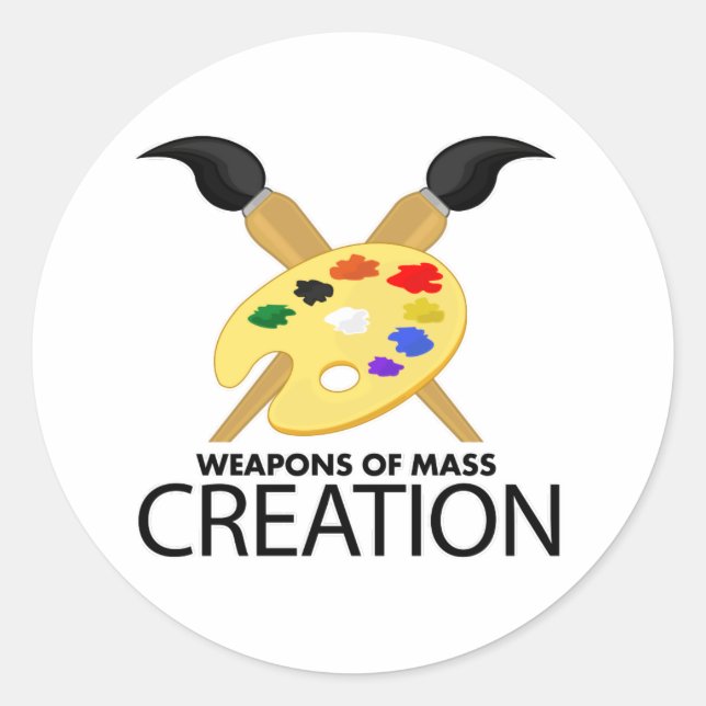 Weapons of mass creation classic round sticker (Front)