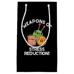 Weapons Of Stress Reduction Knitting Pun Dark BG Small Gift Bag