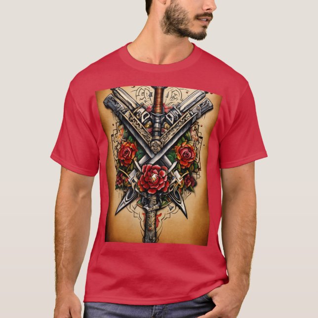 Weapons Tattoo Design T-Shirt (Front)