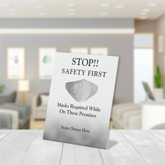 Wear a Face Mask Grey Business Pedestal Sign (Creator Uploaded)