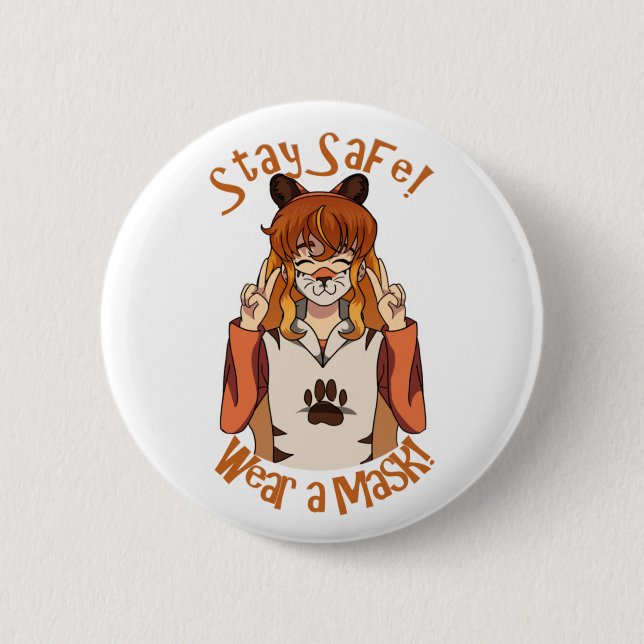 Wear a Mask! 6 Cm Round Badge (Front)