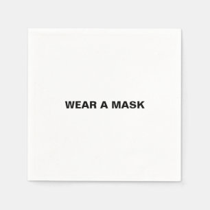 Wear a mask, black white minimalist paper napkin