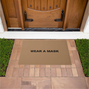 Wear a mask brown black custom text minimalist doormat