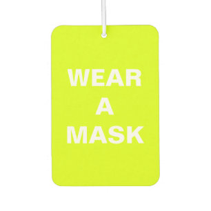 Wear a mask, chartreuse green minimalist car air freshener