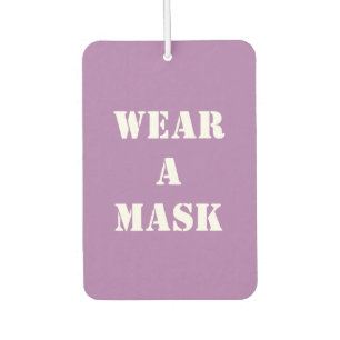 Wear a mask, lavender white minimalist car air freshener