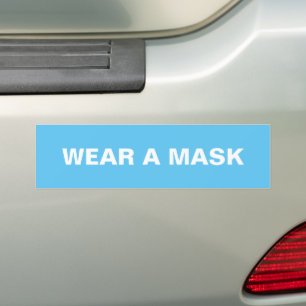 Wear a mask, light blue white minimalist car bumper sticker
