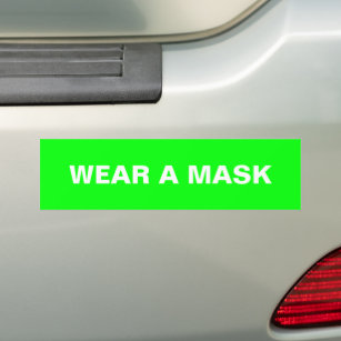 Wear a mask, neon green minimalist car bumper sticker