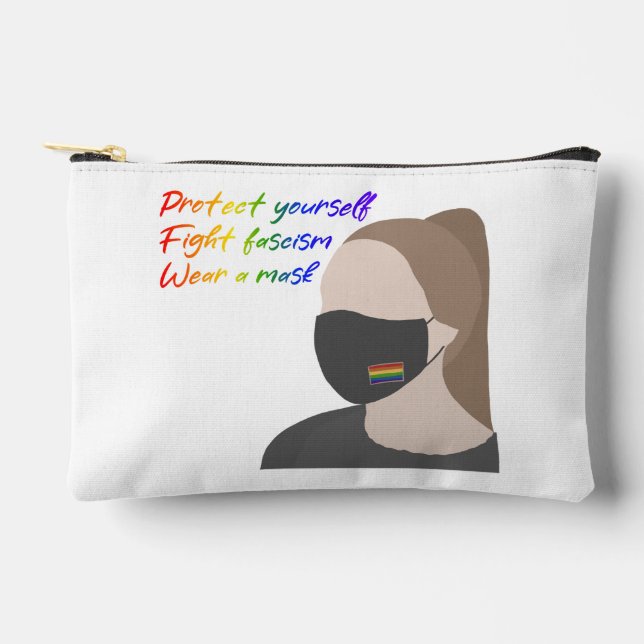 Wear a Mask Rainbow Style Accessory Pouch (Front)