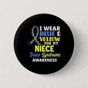 Wear Blue And Yellow For My Niece Down Syndrome Aw 6 Cm Round Badge