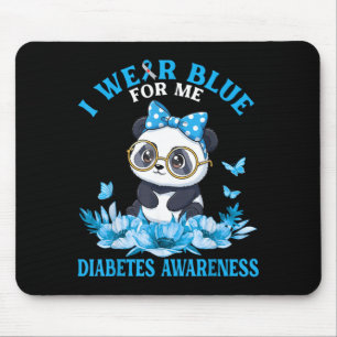 Wear Blue For Cute Panda Flowers Diabetes Mouse Pad