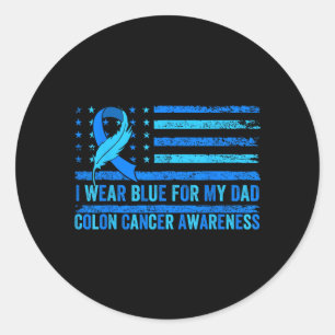 Wear Blue for Dad USA Flag Colon Cancer Awareness Classic Round Sticker