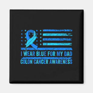Wear blue for dad usa flag colon cancer awareness magnet