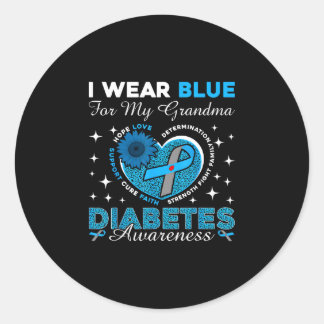 Wear blue for grandma diabetes awareness blue classic round sticker